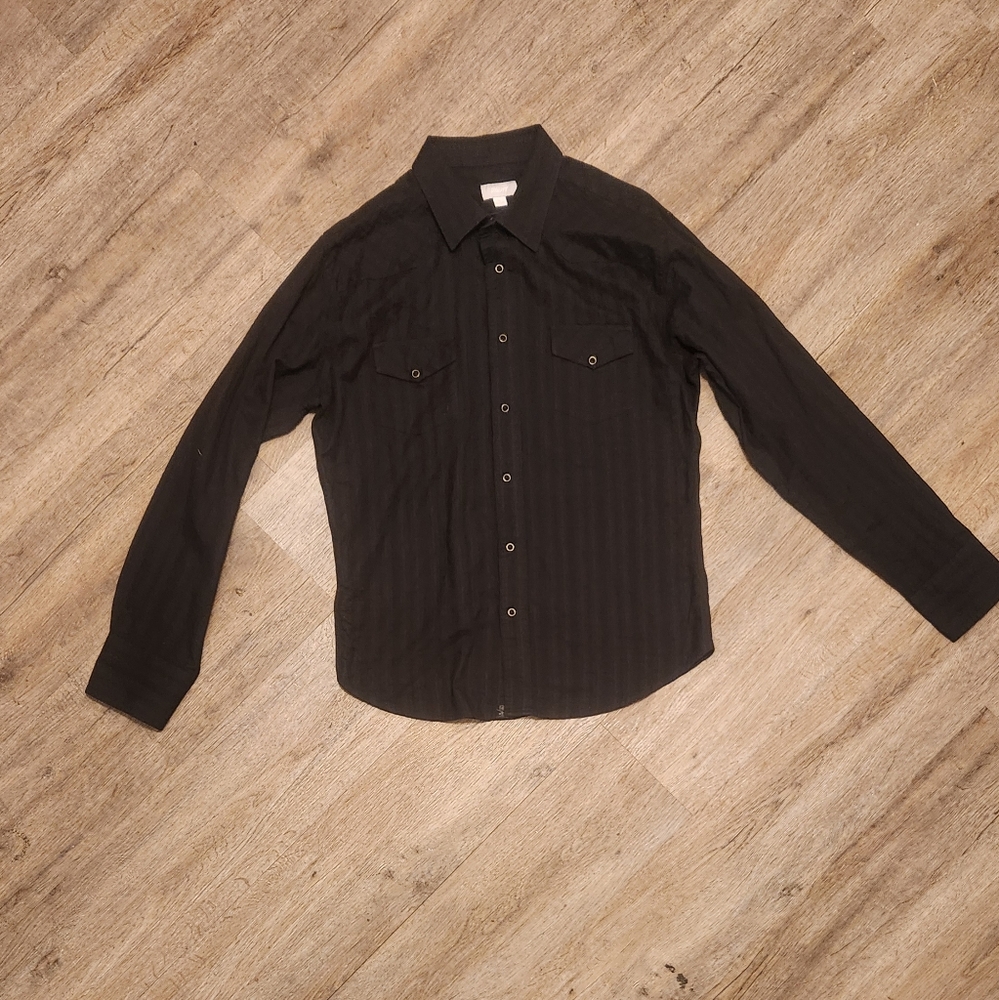 Black Y2k Button-Up Shirt
